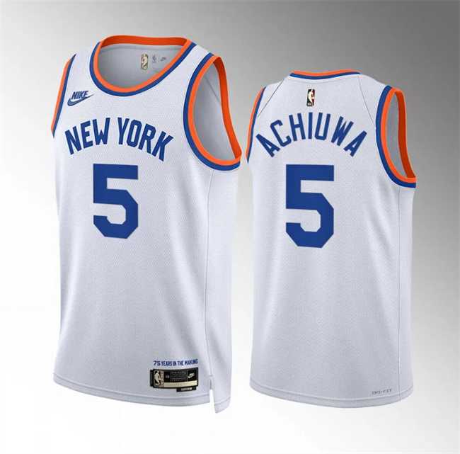 Men%27s New Yok Knicks #5 Precious Achiuwa White 2021-22 City Edition Stitched Basketball Jersey Dzhi